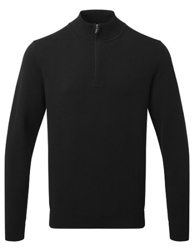 ASQ-AQ048-Mens Cotton Blend 1/4 Zip Sweater